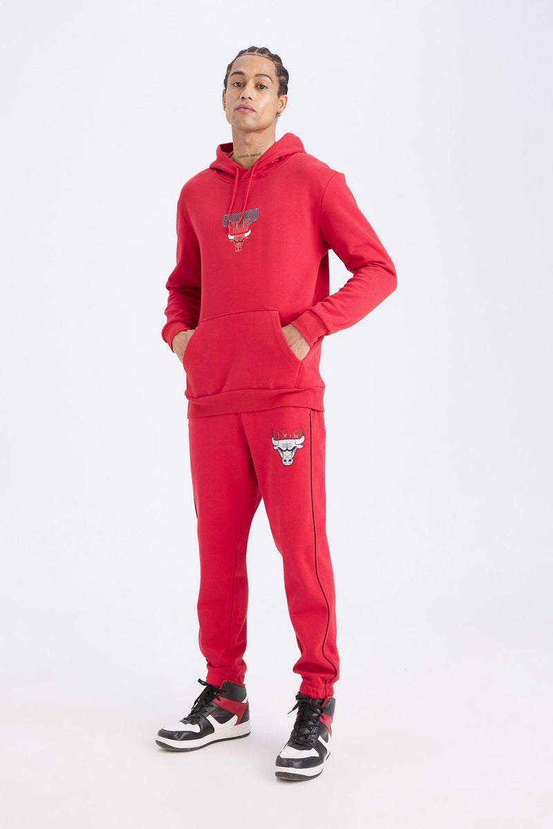 DeFacto Red Man DeFactoFit NBA Chicago Bulls Thick Jogger Sweatpants Casual - Image 1